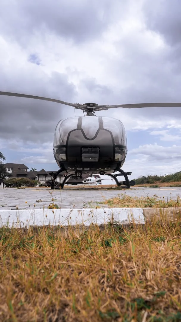 Front view of the Veloxair EC130 B4 helicopter