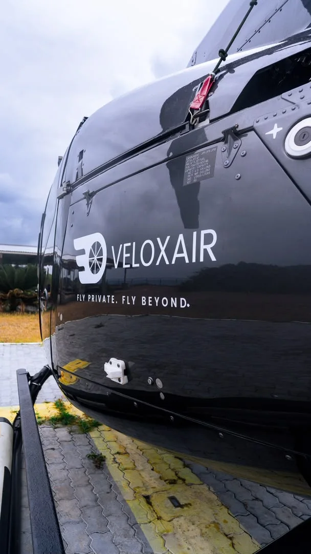 Veloxair EC130 B4 tail section and branding